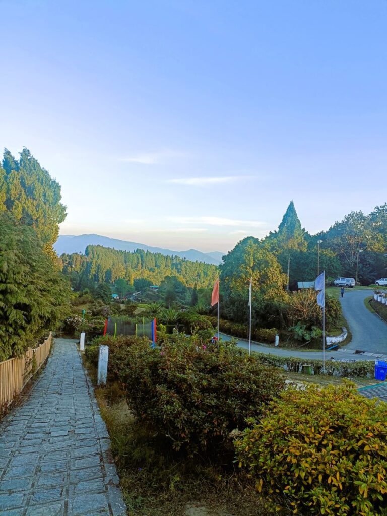 Top 10 Places to visit in India in Summer With Family in 2024 5 A cobblestone walkway in a landscaped park in the mountains in Kalimpong