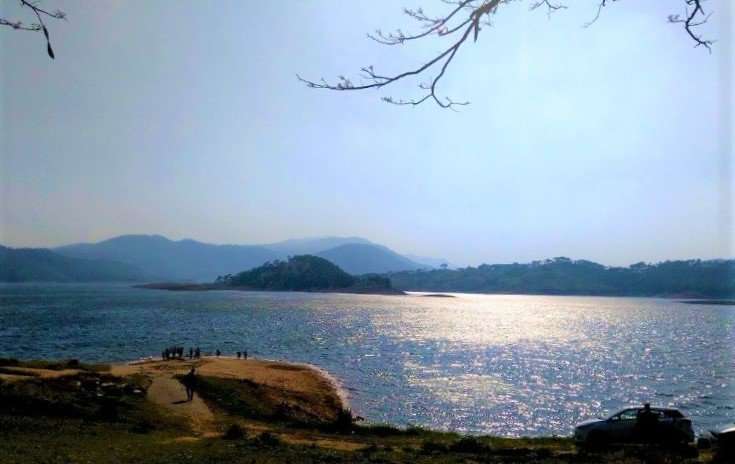 The resplendent Shillong Lake glittering in the sunshine soon after rains