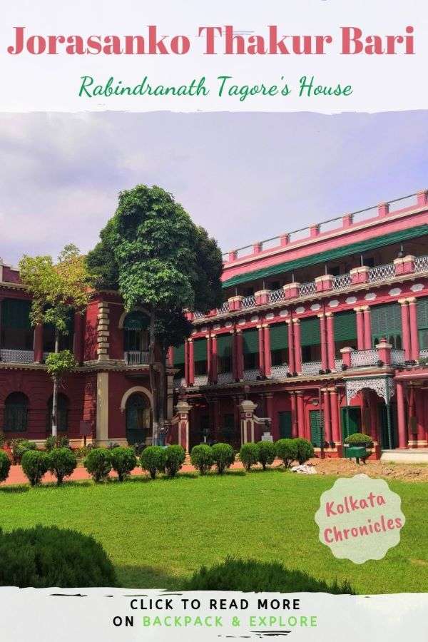 Places to visit in Kolkata, India: Jorasanko Thakur Bari, also called the Tagora House. Located in Kolkata, this is the ancestral home of Nobel Laureate Rabindranath Tagore. Explore the museum of Bengal renaissance, the Rabindra Bharti Museum inside. #kolkata #indiatravel #travel #kolkatachronicles