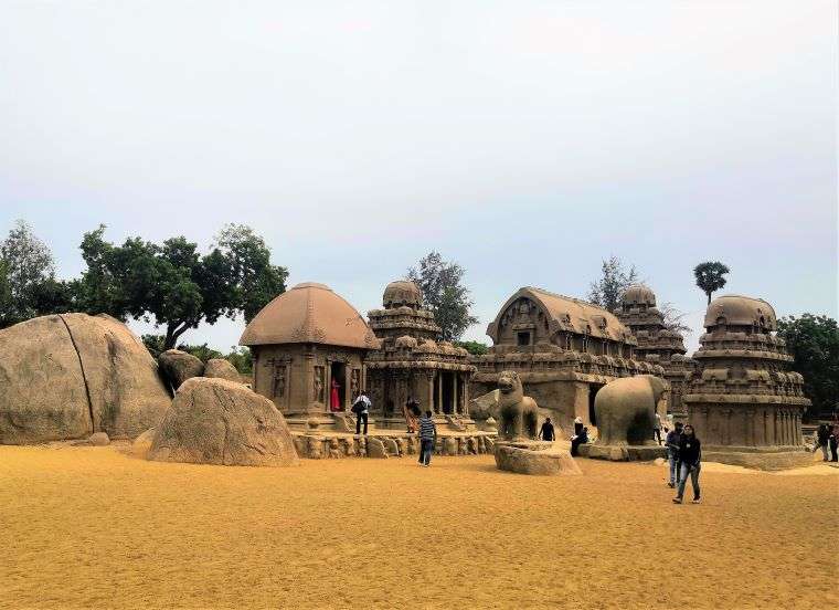 Pancha Rathas - the five chariots carved in stone on the beachside of Mahabalipuram. This spellbinding beauty is a highlight of Mahabalipuram Trip