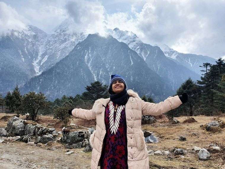 Me enjoying snowfall in Sikkim