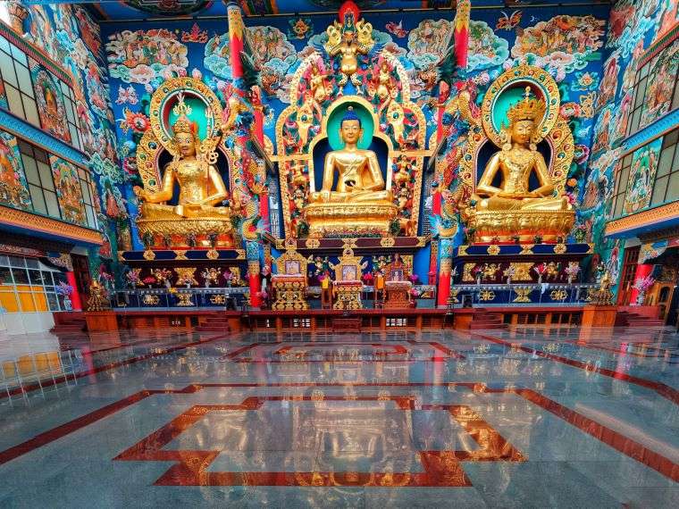 Inside the Golden Temple in Bylakuppe