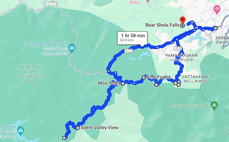 The Best Kodaikanal Itinerary for 3 Days in 2024 5 Map of Kodaikanal Trip Plan for Day 2
