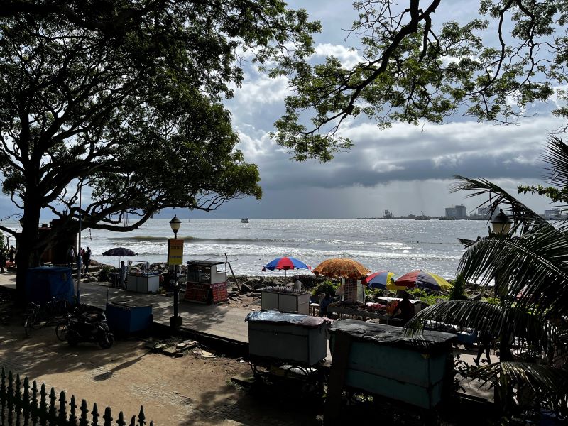 The Best Kerala Itinerary for 7 Days or More 6 Colorful umbrellas in the tree-lined beach of Kochi - a bustling city of Kerala