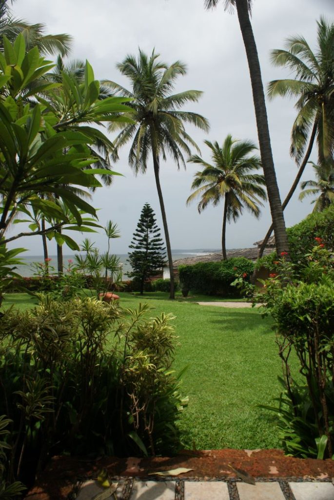 Lovely garden of Taj Fort Aguada right across the aguada beach of Goa